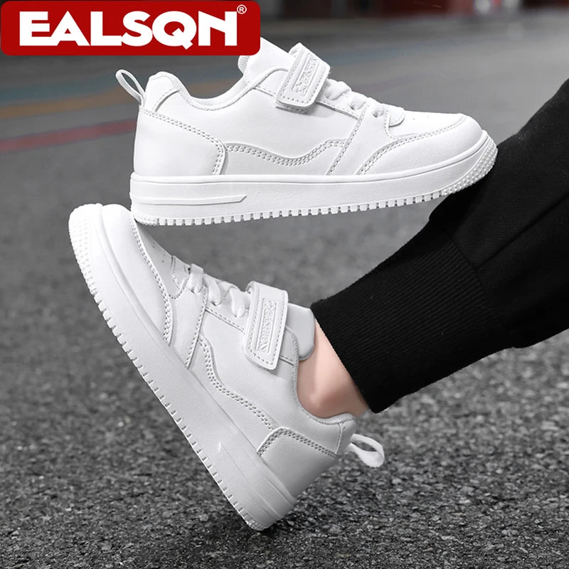 White Kids Sneakers Boys Sports Running Shoes Breathable Mesh Lightweight Comfortable Outdoor Tennis Casual Walking Shoes.