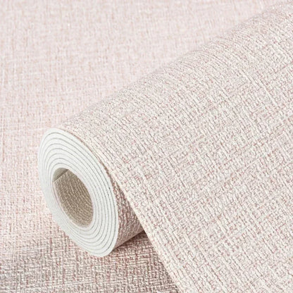 3D Linen Texture Thickened Wallpaper Self-adhesive Waterproof Wall Sticker for Living Room Dormitory Bedroom Wall Decoration