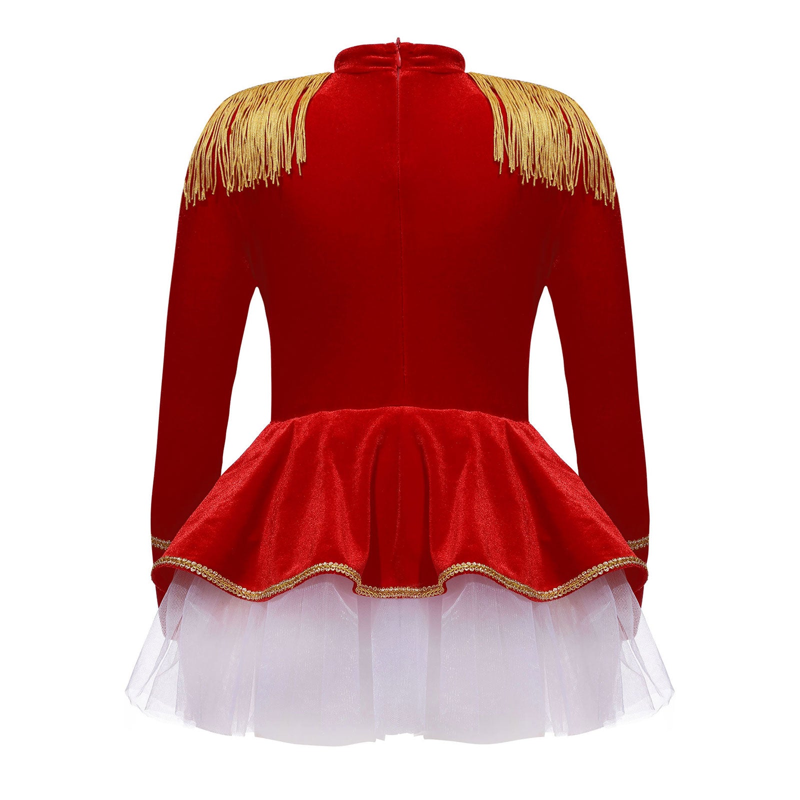Kinder Mädchen Halloween Weihnachten Karneval Zirkus Zirkusdirektor Cosplay Performance Kostüm Langarm Mesh Trikot Tutu Kleid.
