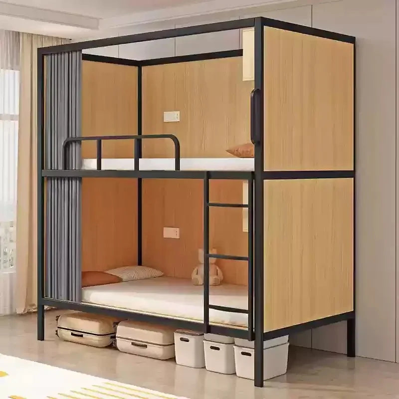 Obere und untere Etagenbetten, Schulwohnheim, Apartmentbett, Jugend, Hostel, Raumkapsel, All-Inclusive-Bett, Stahl, Holz, kombiniert, Mutter