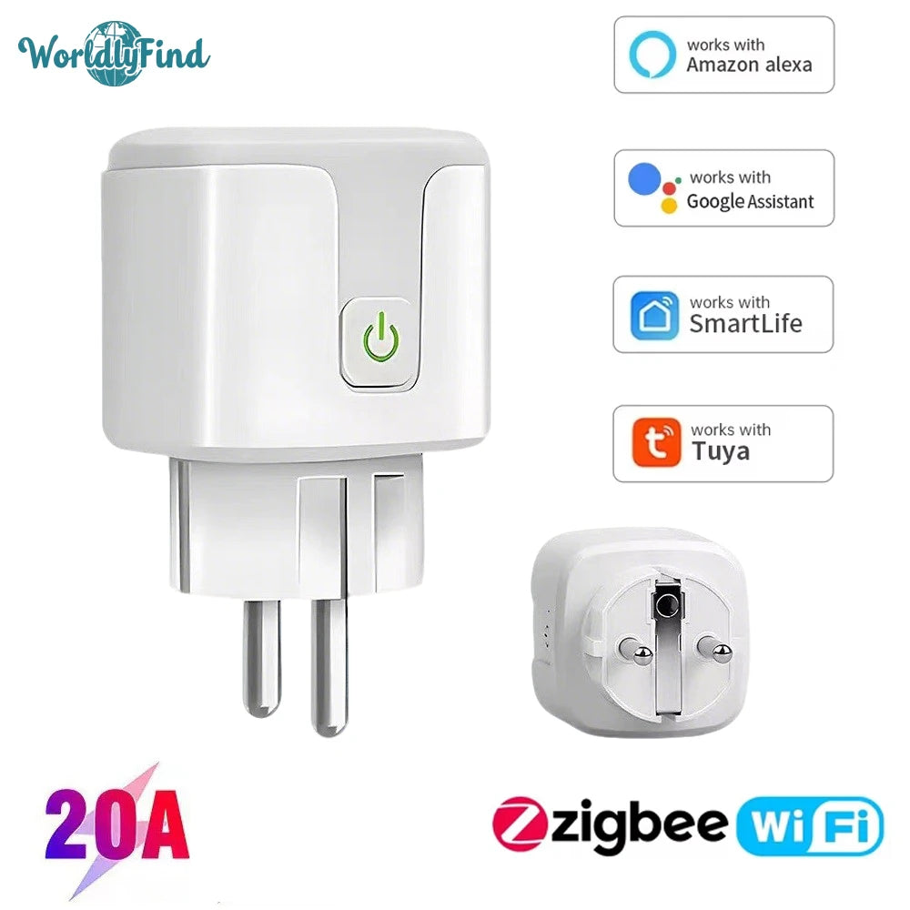 Tuya Wifi Steckdosen Smart Homekit 20A Smart EU Stecker Mit Überwachung Timing Unterstützung Google Assistent Alexa Voice Control.