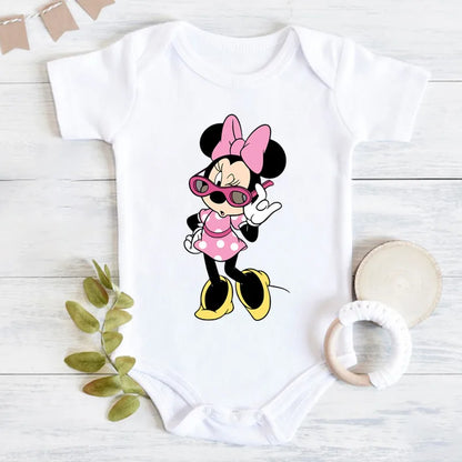 Niedliche Leopard Minnie Maus Disney Newbron Bodys Baby Kleidung Sommer Kurzarm Baumwolle Minnie Kawaii Stram pler Overall