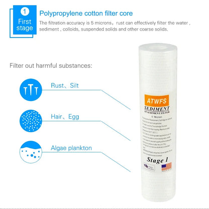 ATWFS Water Purifier Filter 5 Micron 4 X 10" Ppf Filter Sediment Water Filter Cartridge Aquarium Pre-filters for Kitchen