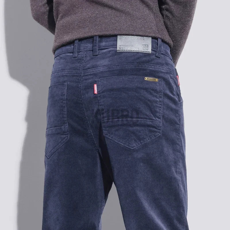 KUBRO High Quality Corduroy Fabric Men's Business Casual Trousers Autumn Korean Style Small Straight Slim Versatile Cargo Pants.