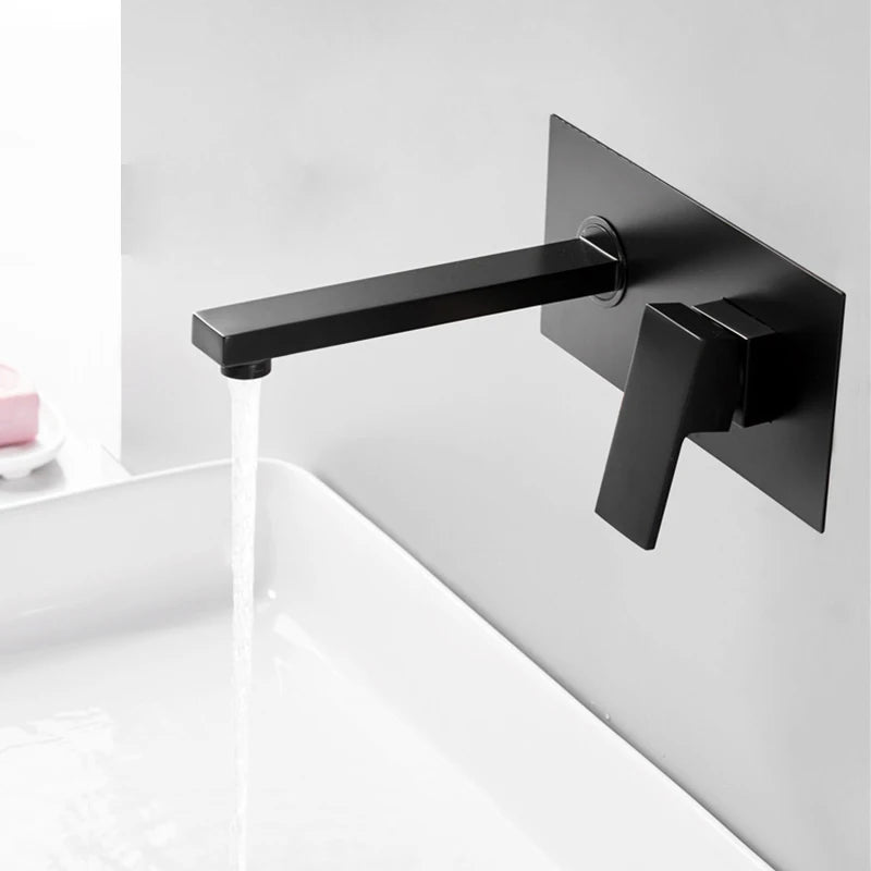 BAKALA Luxury  Mirror Matte  Black White Bathroom Faucet Basin Sink Tap Wall Mounted Square Brass Mixer LT-320BR