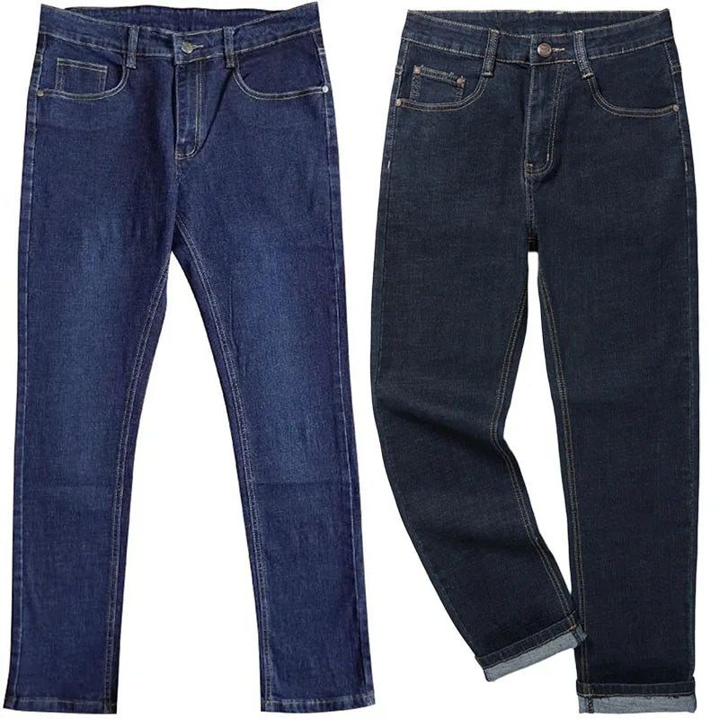 Übergroße Jeans für Herren 10XL (50 Zoll) – Stretchhose mit geradem Bein in Übergröße, Blau, große und große Streetwear, klassisches 5-Taschen-Design.