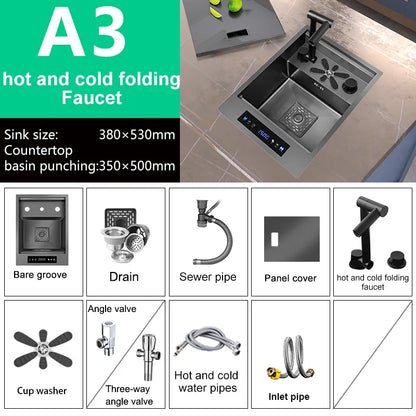 Water Catalyst Cup Cleaning Sink Hidden Single Slot Mini Bar Sink Wash Basin With Cover Plate For Kitchen