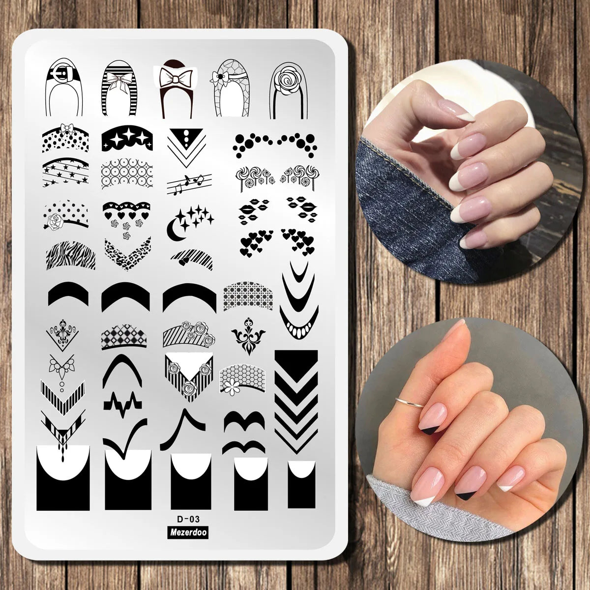 French Line Nail Stamping Plates Stripes Swirl Snake Design Nail Art Stamp Stencil Stainless Steel Printing Tools 14.5*9.5cm.