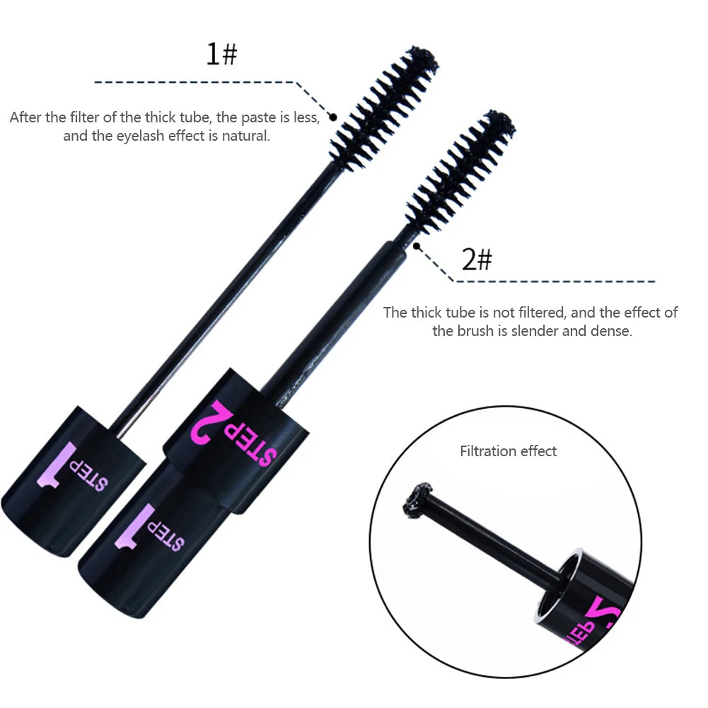 2 in 1 Curling Mascara Eye Cosmetics Waterproof Long Lasting Not Blooming Black Natural Thick Curling Lengthening Mascara Makeup.