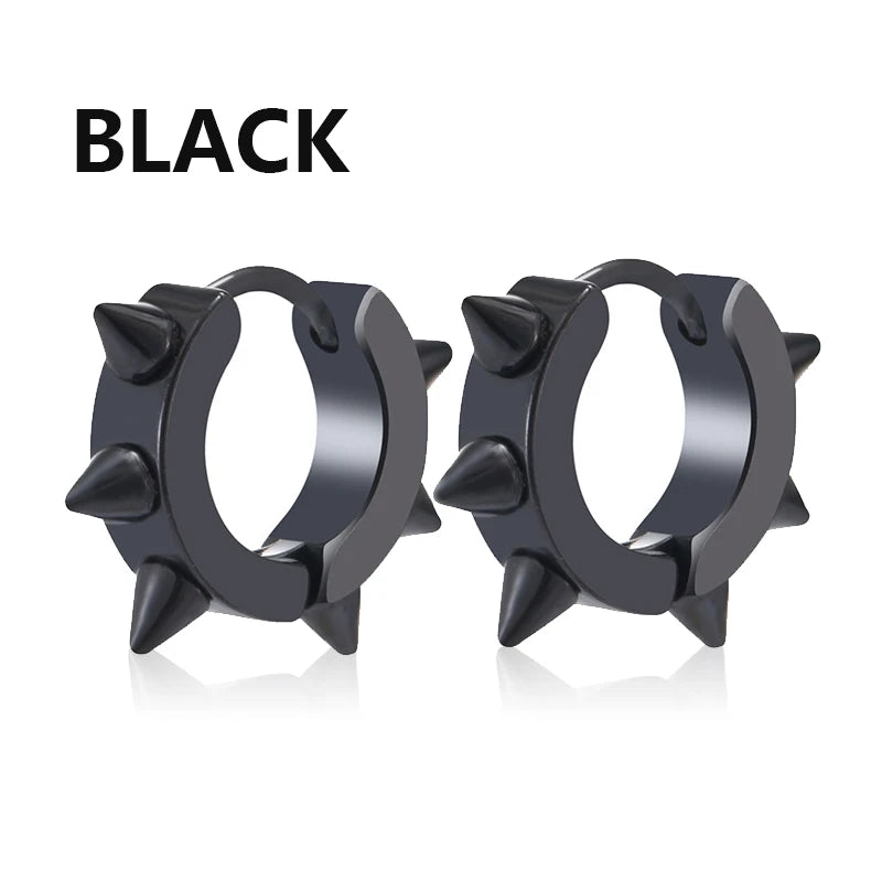 1 /11 Pairs Punk Stainless Steel Stud Earrings Black Earrings Set For Men Women Vintage Hip Hop Piercing Ear Jewelry Accessories