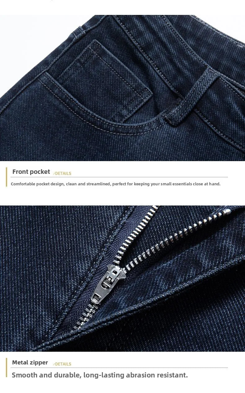 Autumn New Men's Business Jeans High Elasticity Straight Denim Trousers Men's Pants Work Clothes Haze Blue Black Gray Brand