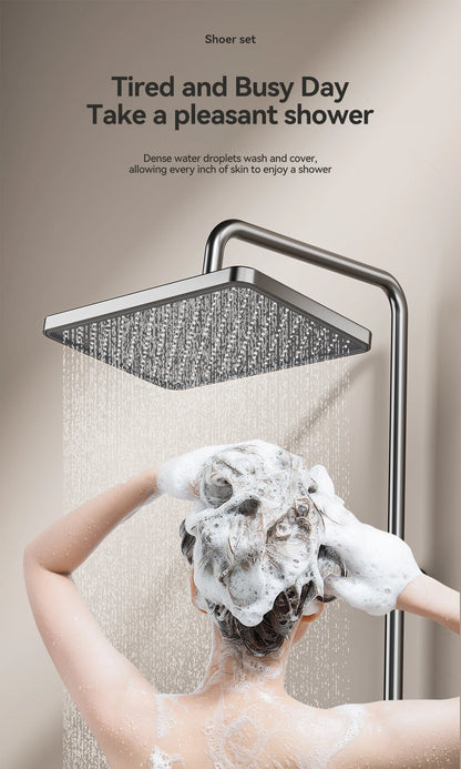 Space Aluminum Shower Set Digital Display Faucet Set , Piano Button With Ambient Light Bathroom Faucets Shower Head