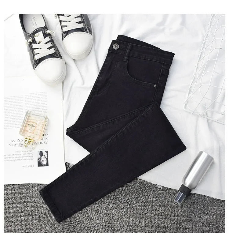 High-waisted Slimming Jeans Women's Cropped Pants Spring Autumn 2021 New Elastic Tight Slims Smooths Your Silhouette Pencil.