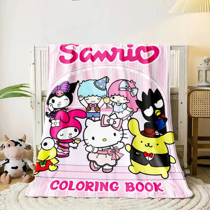 Sanrio HelloKitty Cute HD Printed Flannel Thin Blanket.Four Season Blanket.for Sofa,beds,living Rooms,travel Picnic Blanket Gift.