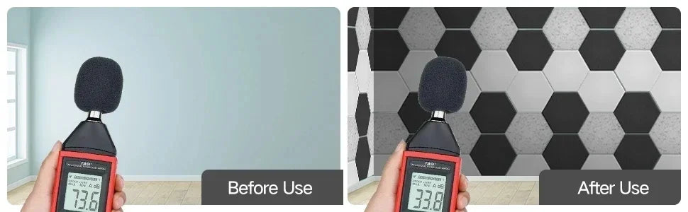 12 Pack HexagonalSelf-adhesive Acoustic Panels Sound Proof Foam Panels Y-Lined Design to Absorb Noise Eliminate Echoes Black