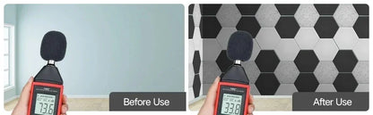 12 Pack HexagonalSelf-adhesive Acoustic Panels Sound Proof Foam Panels Y-Lined Design to Absorb Noise Eliminate Echoes Black