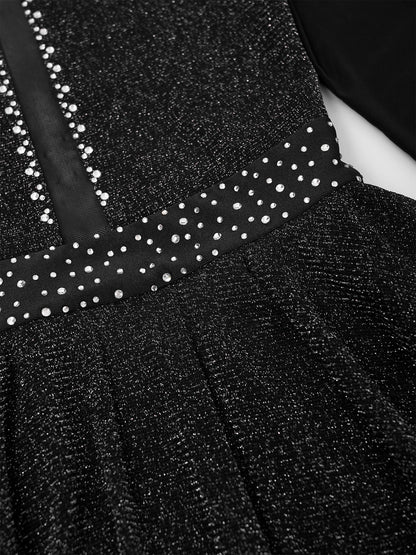 Kinder Mädchen Eiskunstlauf Kostüm Ballett lyrische Tanz gymnastik Trikot Kleid Langarm glänzend Mesh Performance Dance wear.