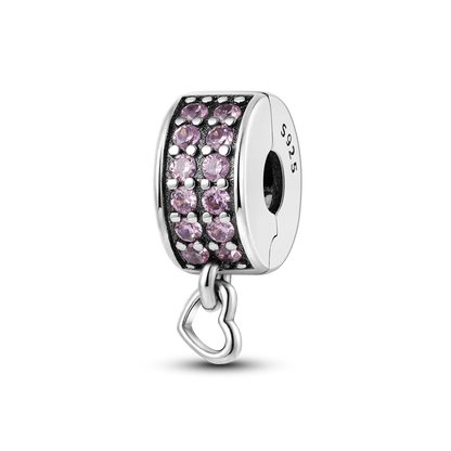 Silver Clasp 925 Sterling Silver CZ pave Clip Charms Daisy Beads Stopper Safety Chain fit Original Bangle Bracelet Jewelry Clip
