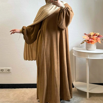 Winter Corduroy Abaya Warm Muslim Dress Closed Abayas for Women Dubai Luxury Turkey Kaftan Hijab Robe Ramadan Eid Islam Clothes.