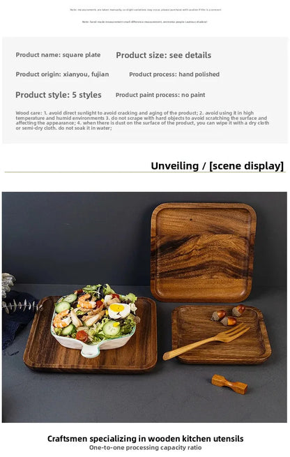 Square Wooden Serving Tray Hotel Style Ins round Corner Plate Wooden Material Jewelry Packaging And Display Tools.