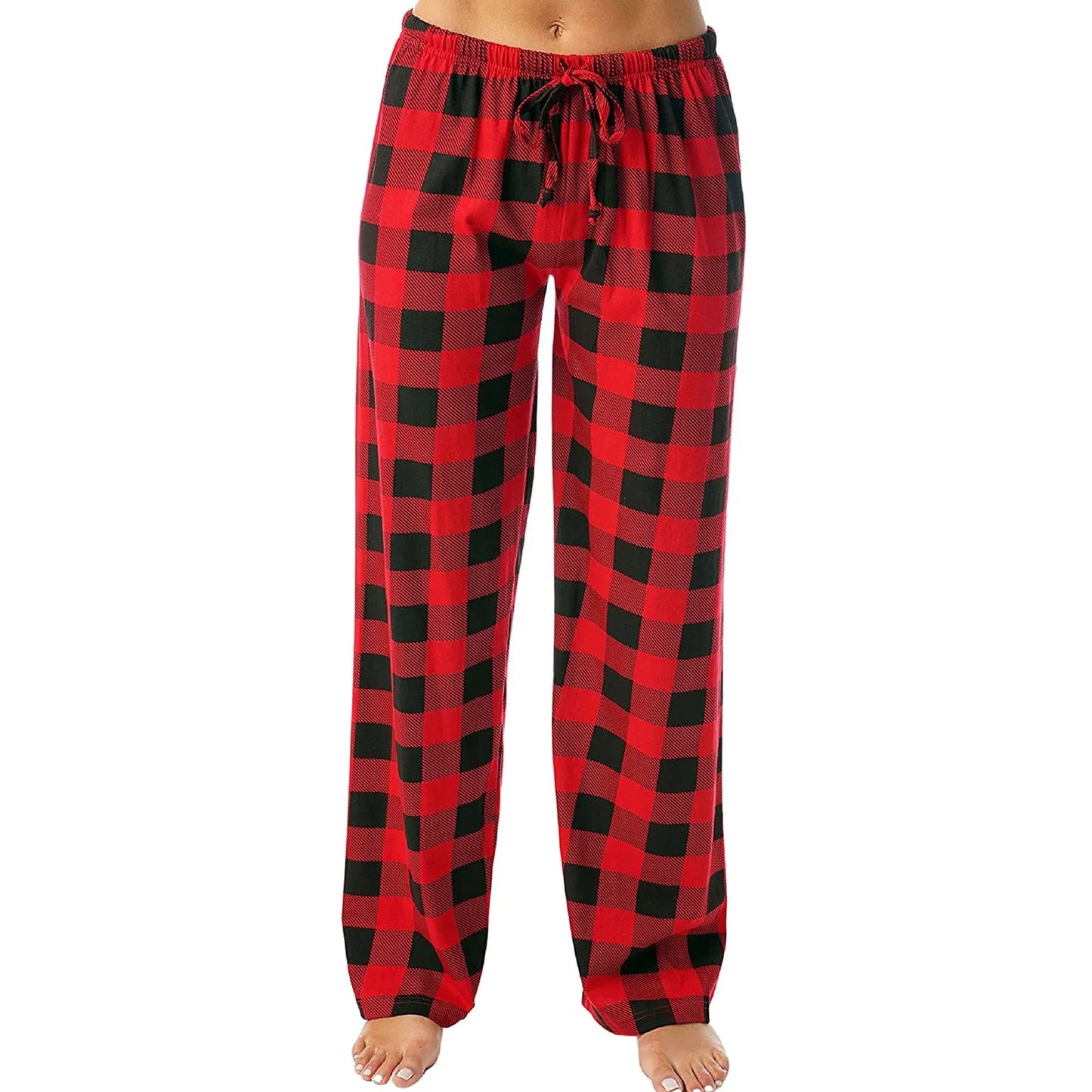 Frauen Weihnachten Pyjama Hosen Herbst Winter Plaid Gedruckt Hosen Mode Lässig Breite Bein Hosen Kleidung Streetwear