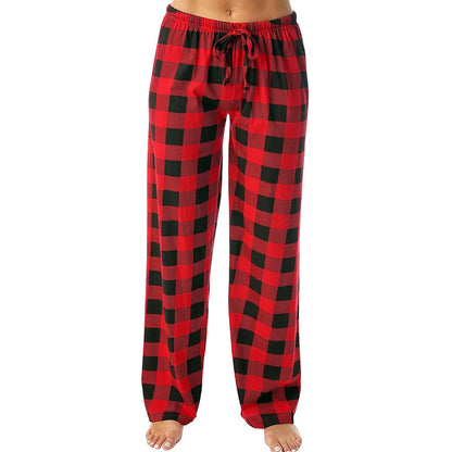 Frauen Weihnachten Pyjama Hosen Herbst Winter Plaid Gedruckt Hosen Mode Lässig Breite Bein Hosen Kleidung Streetwear