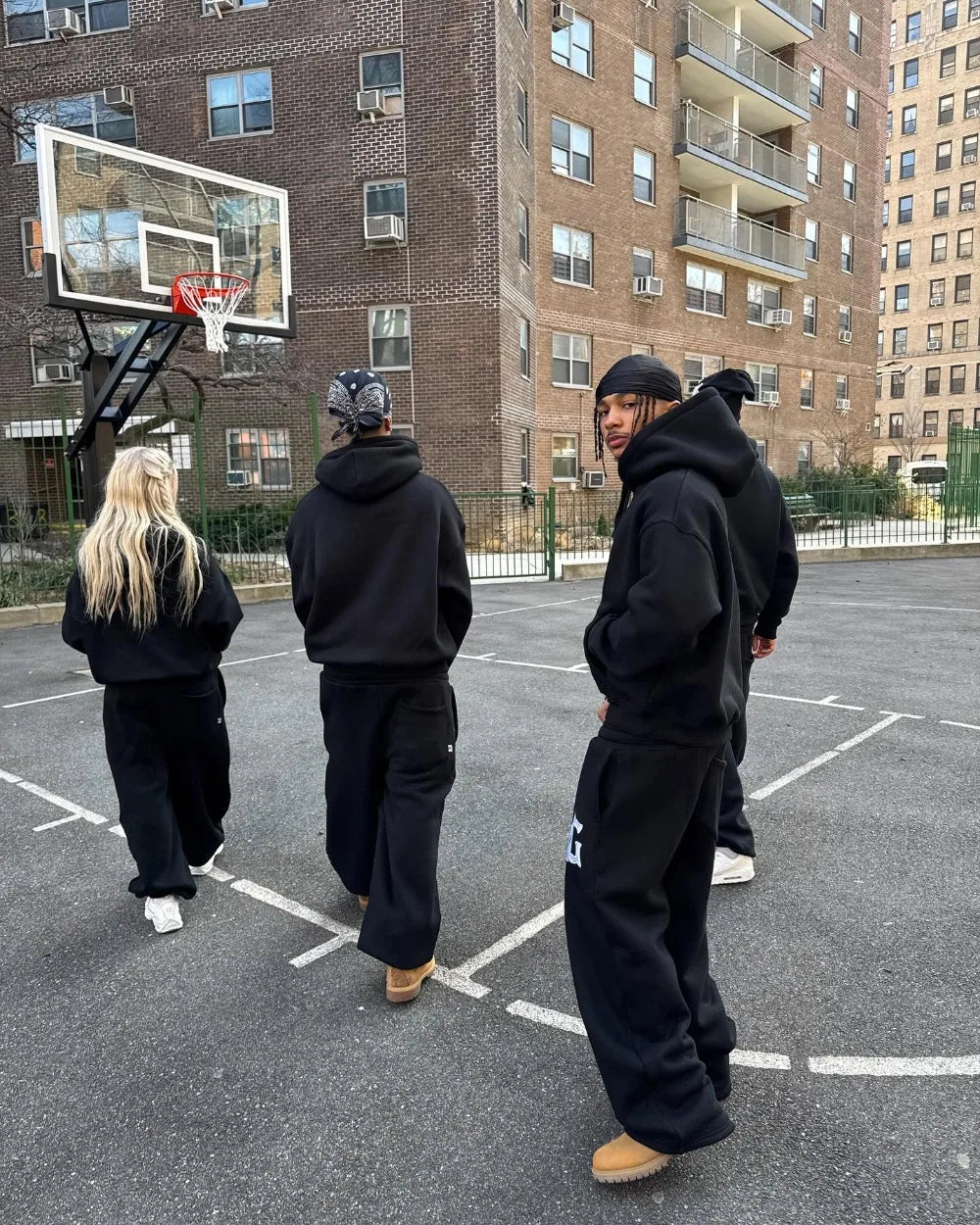 Harajuku Hip Hop Y2k Tracksuit Men Letter Print Black Two-piece Set Men Clothes Zipper Hoodie Baggy Sweatpants Casual Streetwear.