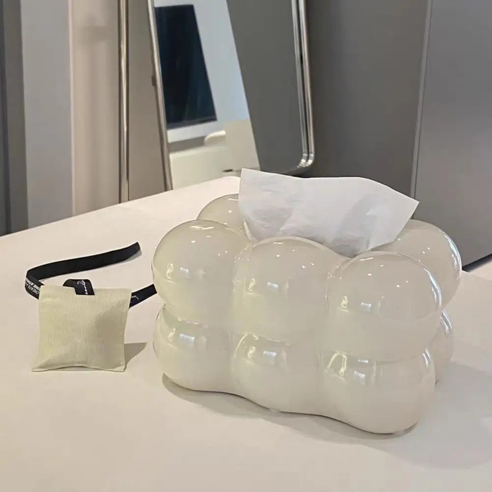 Nordic Style Tissue Box Napkin Holder Case Paper Box Container Modern Marshmallow Shape Tissue Case Refill Napkin Holder Box.
