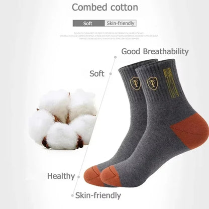 5Pairs Breathable Cotton Sports Stockings Men Bamboo Fiber Autumn and Winter Men Socks Sweat Absorption Deodorant Business Sox.