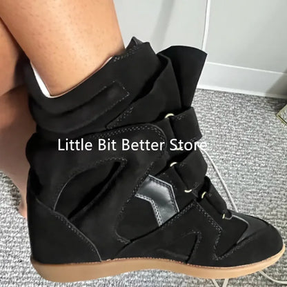 Autumn Winter Luxury Brand Design Women Ankle Boots Fashion Height Increasing Casual Shoes Leather Women Motorcycle Boots 2026.