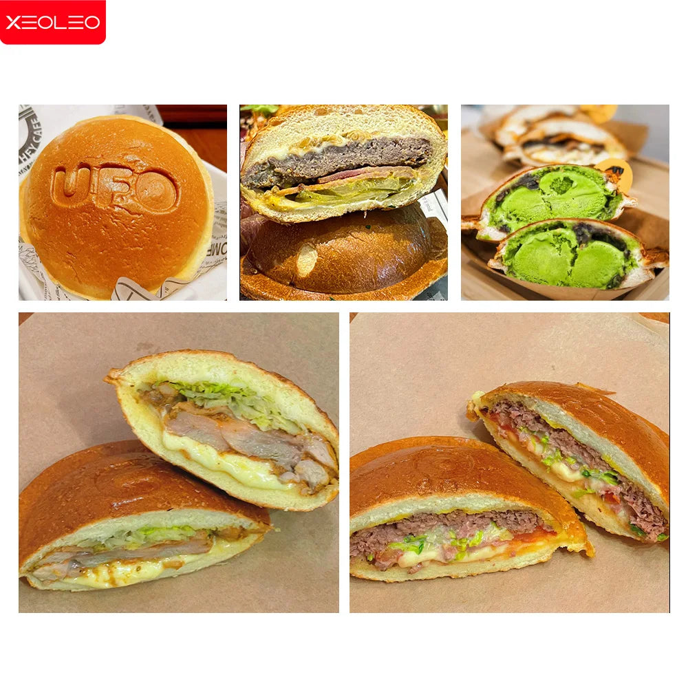 XEOLEO 1300W Electric Ice Cream Waffles UFO Burger Maker Hamburg Gelato Panini Press Machine Sandwich Press Maker.