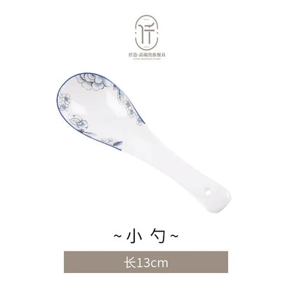 Blue Peacock Bone China Dining Plate Blue and White Kitchen Tableware Flower Ceramic Tableware Home Dining Bar Main Course Plate