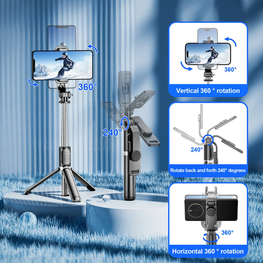 Q02 Foldable Tripod Selfie Stick Wireless Bluetooth Live Stand Holder Stabilizer for Huawei Xiaomi iPhone Cell Phone.