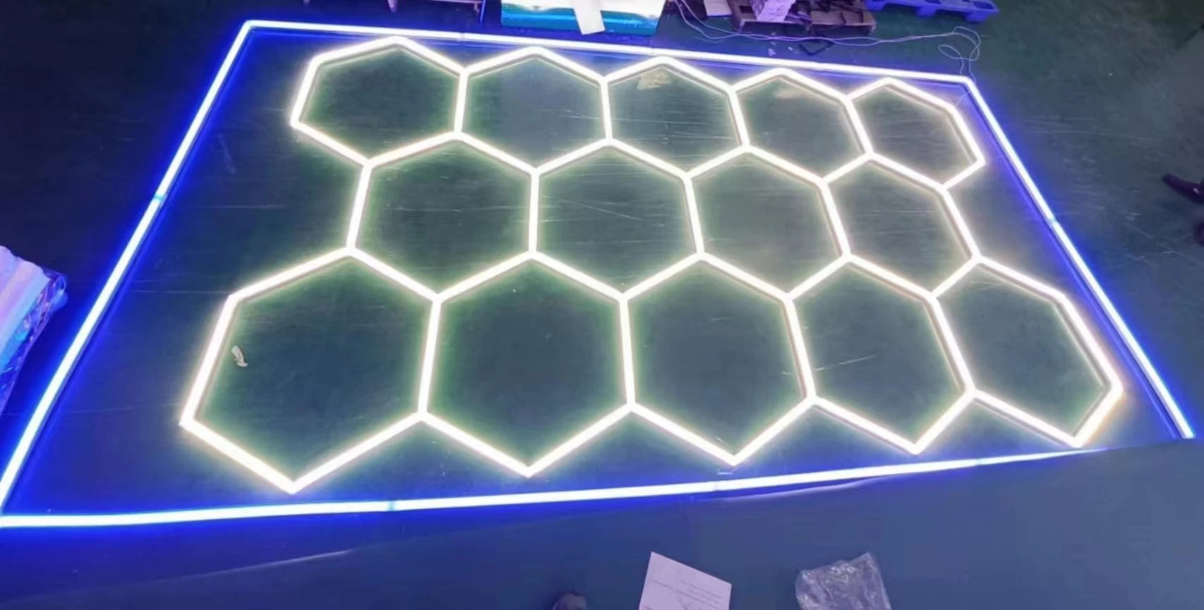 LED Garage Ceiling Hexagon Light Connector Honeycomb Detailing Car Auto Body Repair Wash Station Workshop Tube Light Customized.