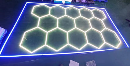 LED Garage Ceiling Hexagon Light Connector Honeycomb Detailing Car Auto Body Repair Wash Station Workshop Tube Light Customized.