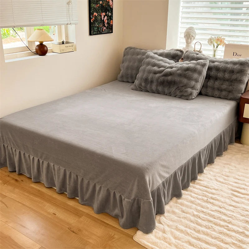 Luxury Faux Rabbit Fur Velvet Fleece Plush Soft Warm Bedding Set Super Comfortable Duvet Cover Set Blanket Bed Sheet Pillowcases