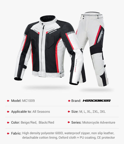 HEROBIKER Waterproof Motorcycle Jacket Man Racing Jacket Wearable Motorcycle Pants Moto Clothing With EVA Protection.
