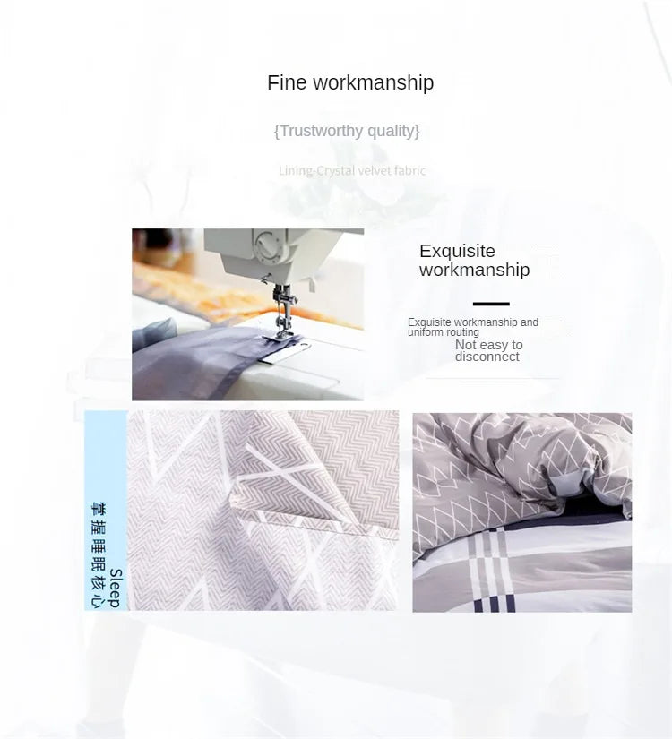 3PC 100% Cotton Duvet Cover Set Striped Printing 1PC Duvet Cover 2PC Pillowcase Cotton Soft Skin Friendly Bedding.