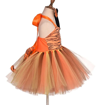 Halloween Tier Cosplay Kostüm für Kinder Wald Thema Kühe Tiger Giraffe Leopard Zebra Tutu Kleider Performance Tanz Sets