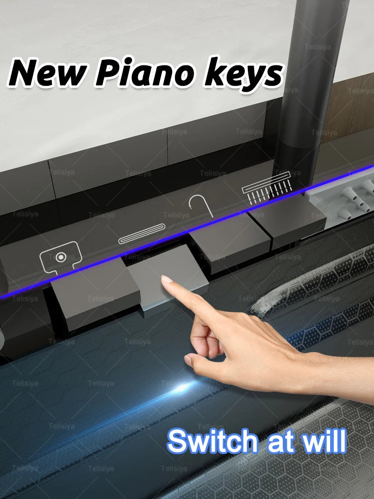 Küchenspüle aus Edelstahl mit Wasserfall, Einzelschüssel, Digitalanzeige, extra großer Schlitz, multifunktionale Waschbecken