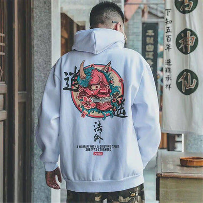 Fashion Boys Cool Men Hip Hop Hoodies Japanese Casual Sweatshirts Streetwear Men Women Loose Pullover Harajuku Devil Hoodie Male.