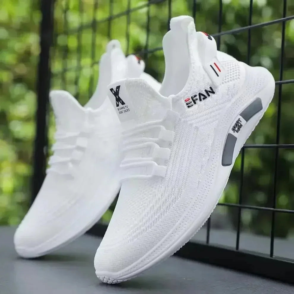 A Spring White Casual Shoes Breathable Non-slip Walking Sneakers Men Shoes Outdoor Comfortable Fashion Lace Up Running Shoes.