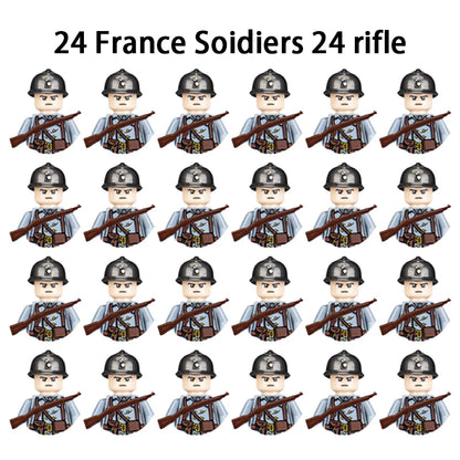 WWII Infantry Military Soldier War National Army Mini Gun Weapon Models Building Blocks Building Blocks Toys for Kids