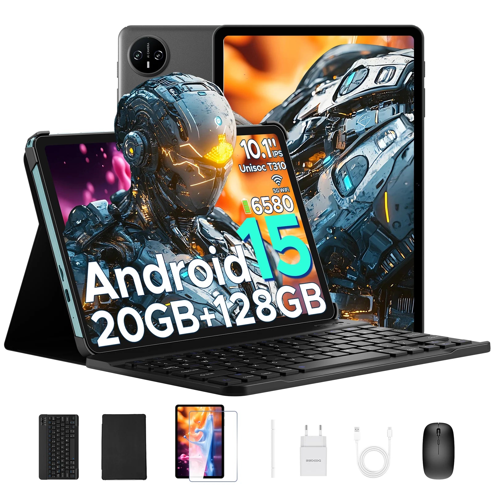 DOOGEE Tab A9 Pro Tablet 10.1" HD Display Android 15 20GB(4+16) 128GB 6580mAh Large Battery Dual Speakers Pad PC 2 In 1 Tablet.