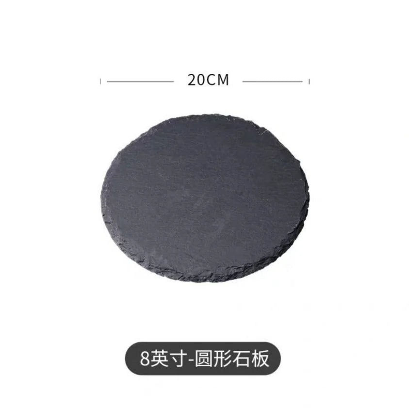 Japanese And Korean Style SLATE Plate Dessert Sushi Flat Western Food Black SLATE Plate Tableware.