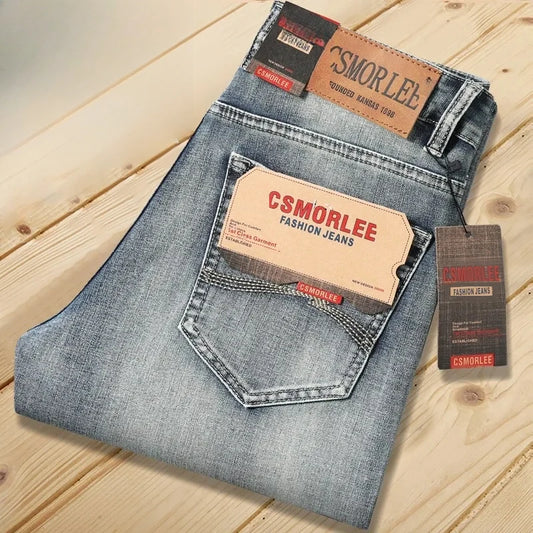Csmor Lee Men's Jean Autumn Winter Loose-fit Straight-leg Trendy Pants Casual Denim Trousers Men Classic Stretch Jeans Fashion.