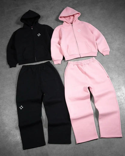 American Retro Letter Sweatshirt and Jogger Set Y2K Fashion Hoodie Casual Loose Winter Trendy Outfit for Men and Women Clothing.