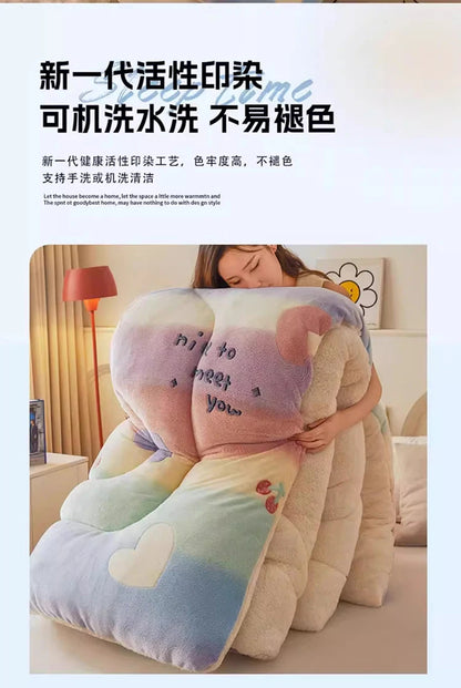 New winter quilt lamb wool autumn spring thickened super warm fiber  - et constant temperature milk cashmere bedding comforter.