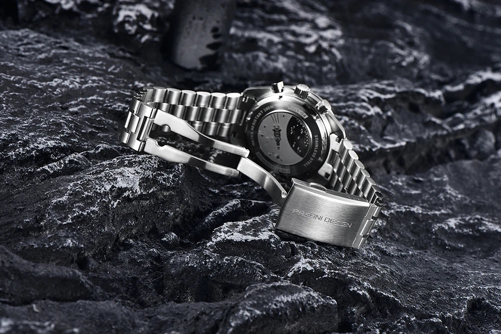 PAGANI DESIGN 2025 New Moon Watch Retro Luxury Quartz Watches For Men Stainless steel Luminous waterproof Sport Chronograph Man