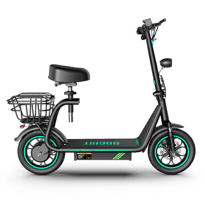 Bogist-M5 Pro Electric Scooter with Storage Basket, Inflatable Wheels, Front Shock Absorber, 500W, 48V, 15Ah, 12 Inch E-Scooter.